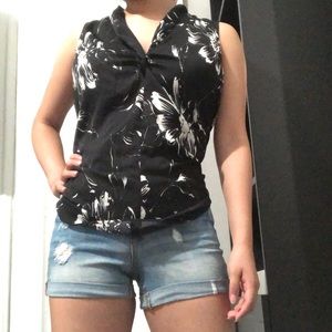 Ann Taylor black floral Top